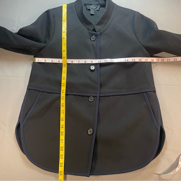 J Crew Tipped Twill Blazer Jacket w/ Mandarin Collar; Black/Navy - Womens Size 4 - Picture 7 of 16